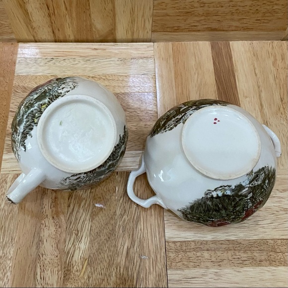 Vintage Johnson Bros The Friendly Village Sugar Bowl (No Lid) & Creamer Set - Picture 10 of 14